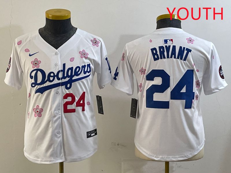 Youth Los Angeles Dodgers #24 Bryant White Sakura Edition 2025 Nike MLB Jersey style 6